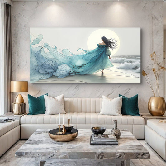 Ocean Breeze Reverie, Coastal Canvas Wall Art, Serene Beach Home Decor