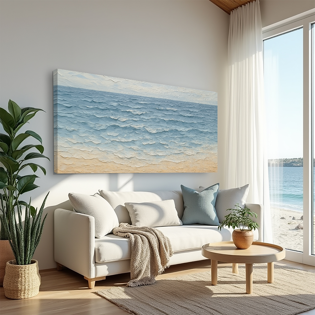 Coastal Whisper, Ocean Canvas Wall Art, Serene Beach House Decor