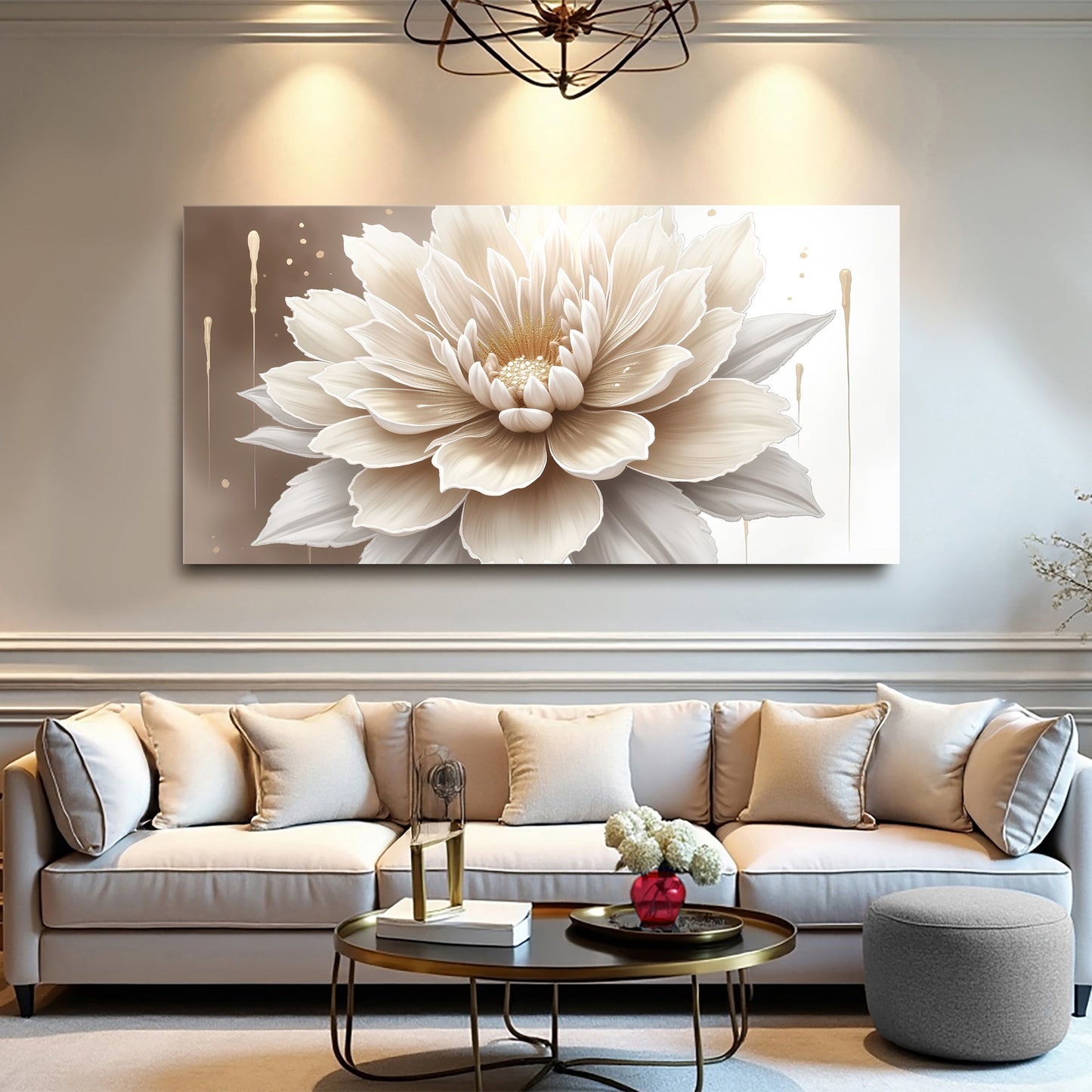 Beige Bloom Elegance – Abstract Floral Canvas Wall Art