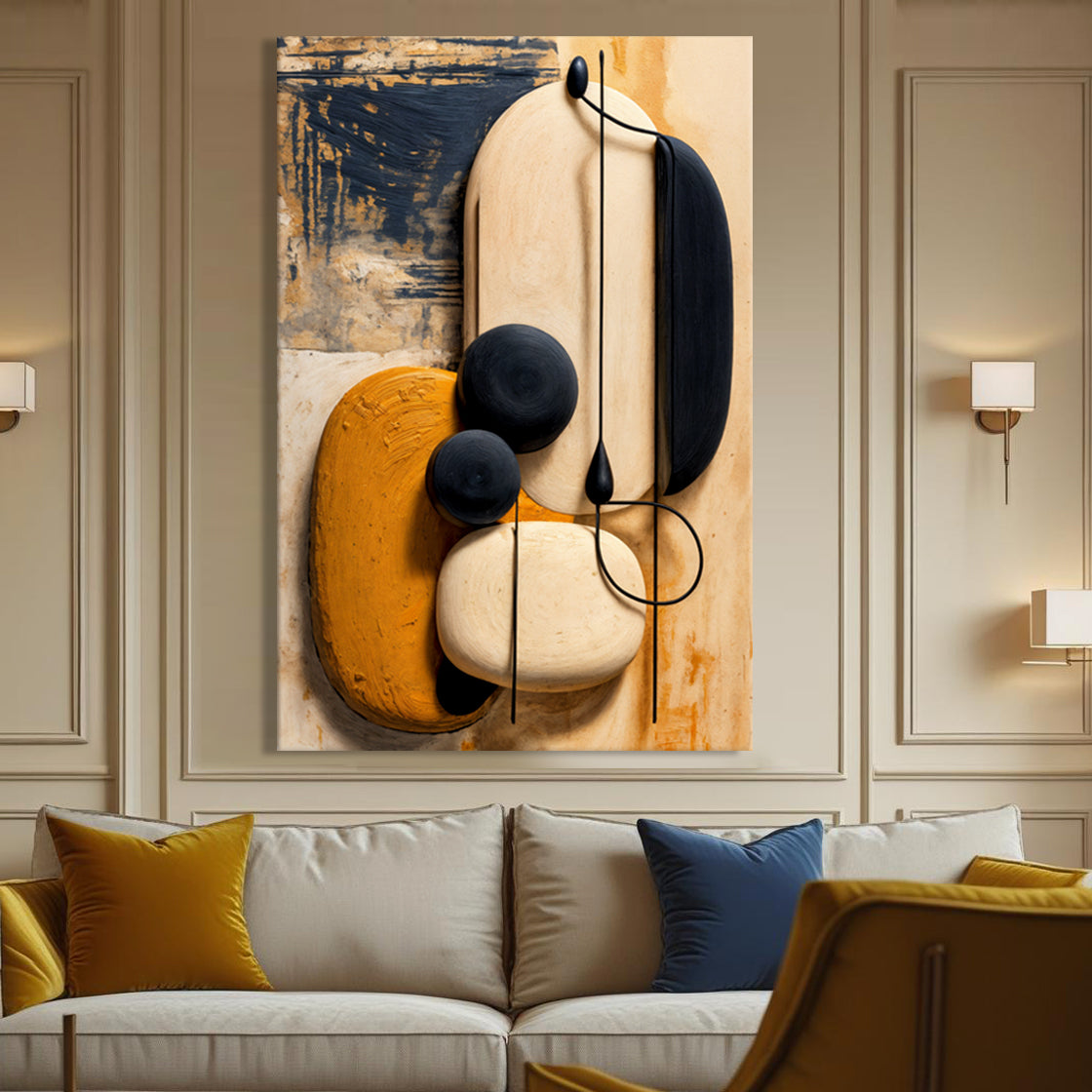 Orange Abstract Harmony, Abstract Canvas Wall Art, Modern Contemporary Home Decor