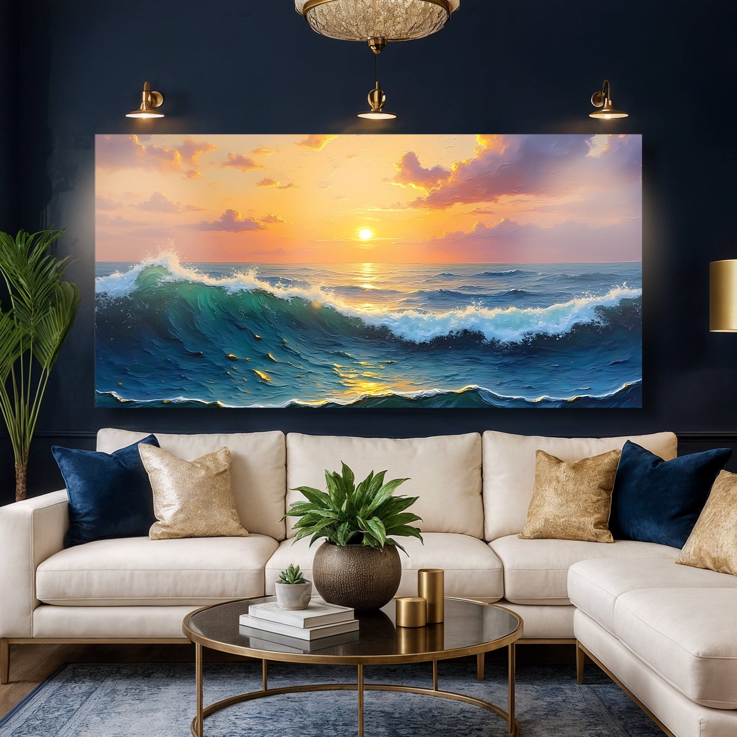 Waterscape Abstract XII – Sunset Wave Horizon Wall Art