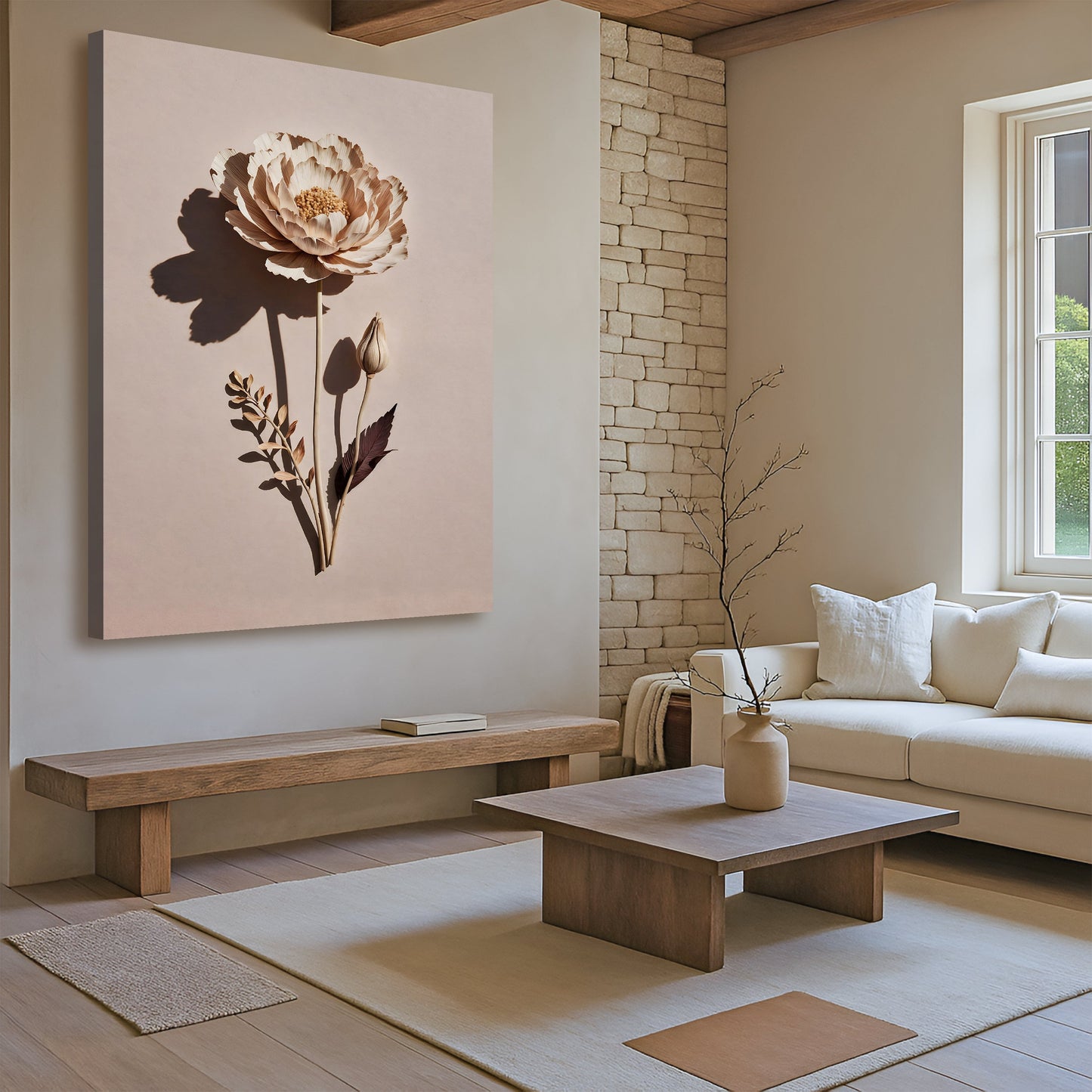 Shadowed Bloom – Minimalist Floral Wall Art