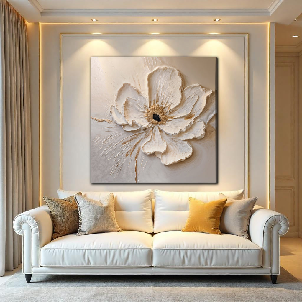 Floral Wall Art III — Textured Neutral Botanical Canvas Wall Art