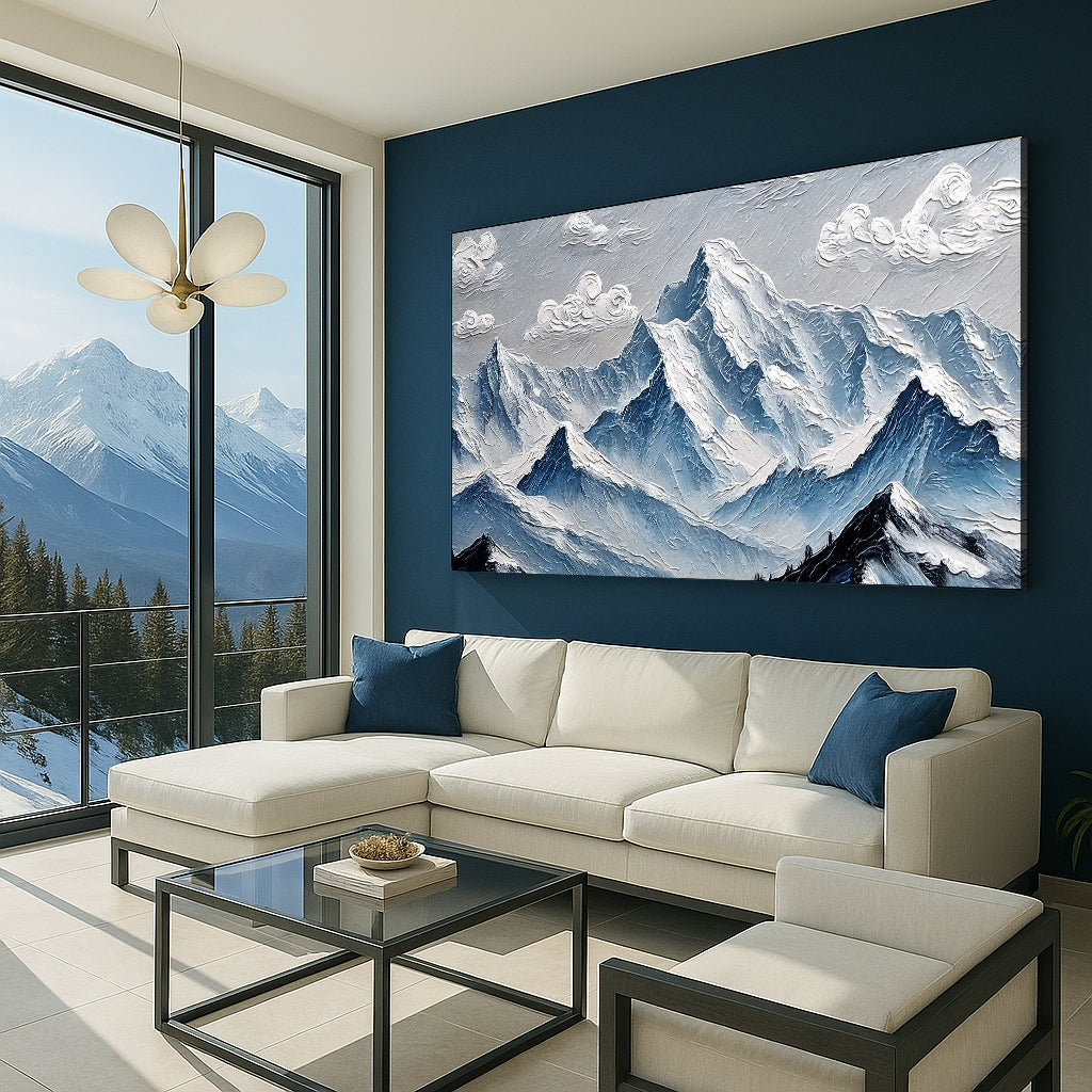 Peaks of Stillness, Mountain Canvas Wall Art, Modern Nature-Inspired Decor