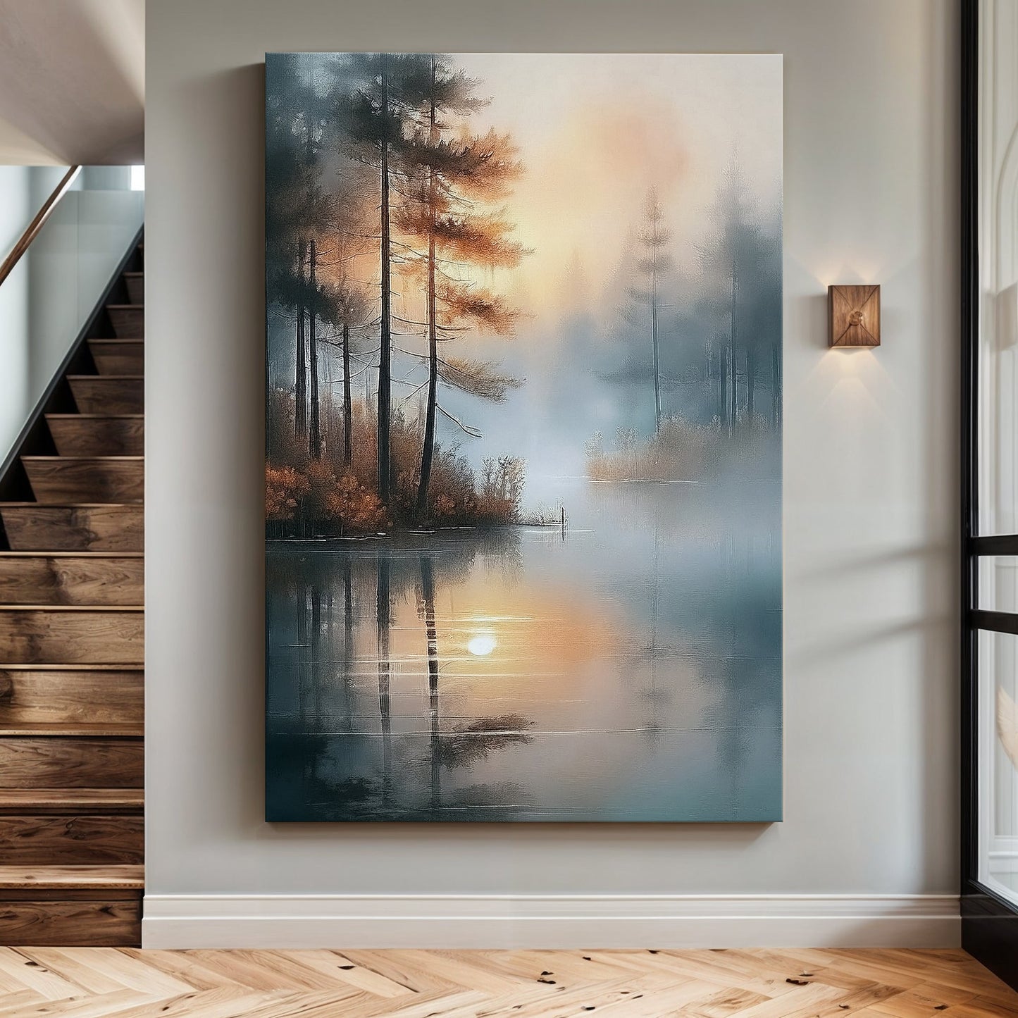 Misty Lake Dawn – Serene Landscape Wall Art