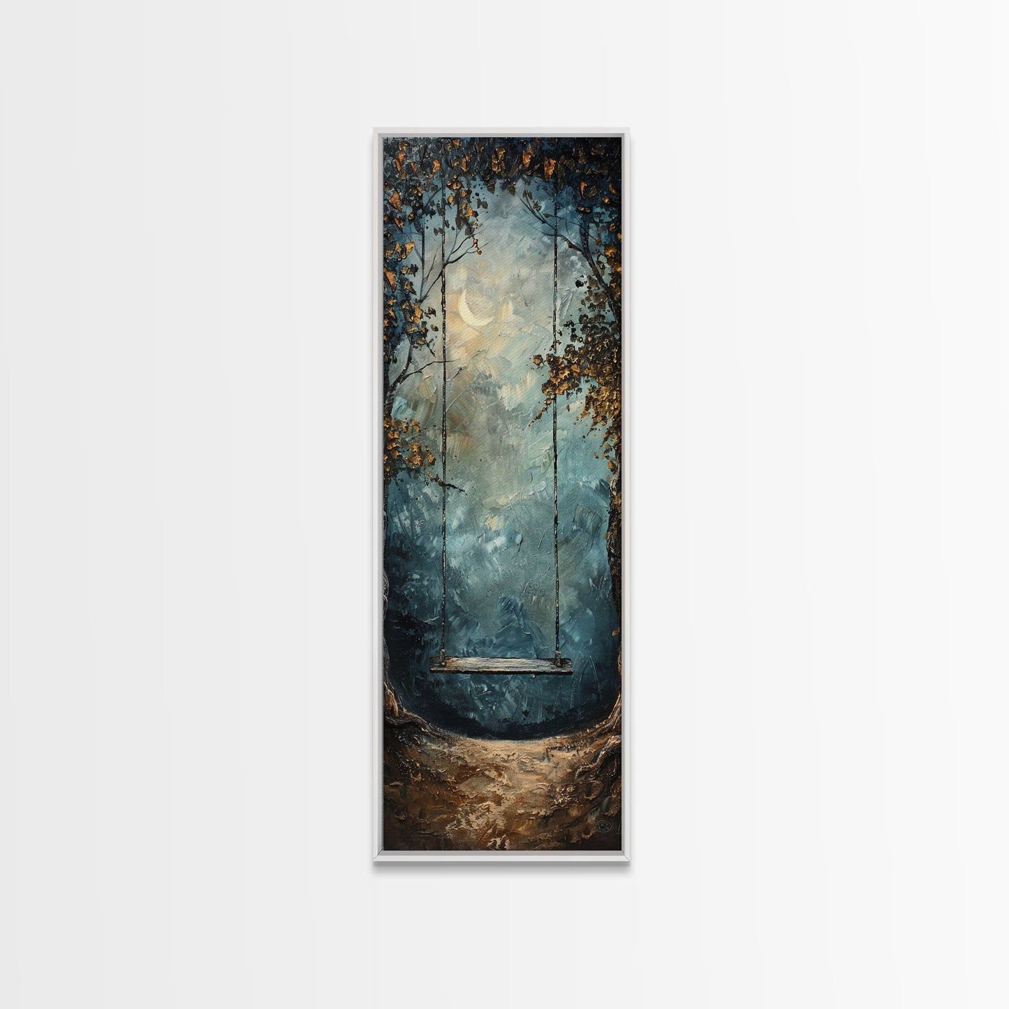 Tree Swing at Midnight – Framed Canvas Wall Art