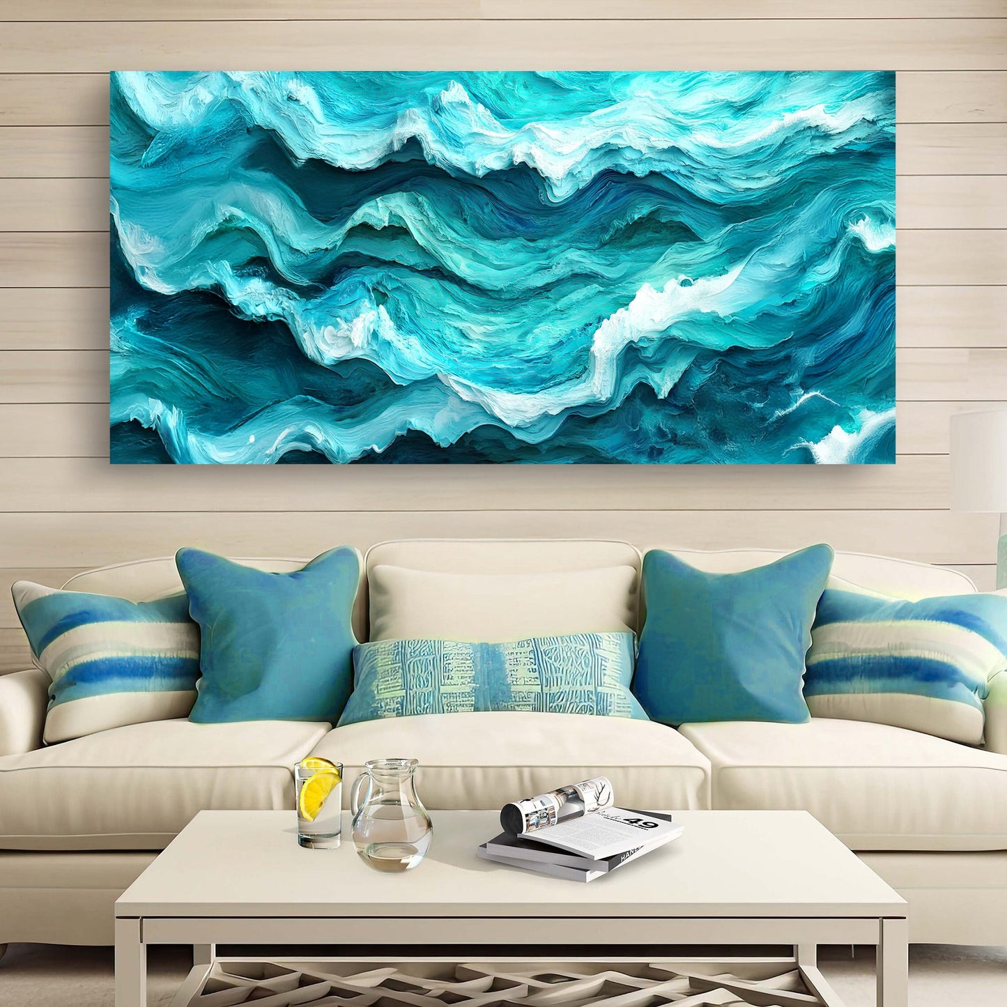 Blue Ocean Abstract Waves – Modern Coastal Wall Art