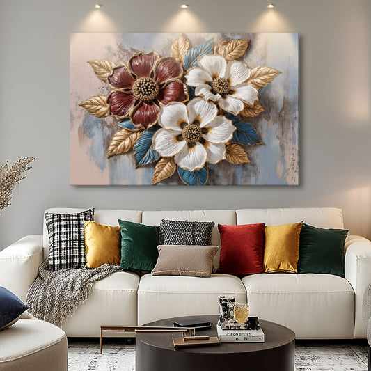 Floral Symphony II, Floral Canvas Wall Art, Elegant Botanical Home Decor