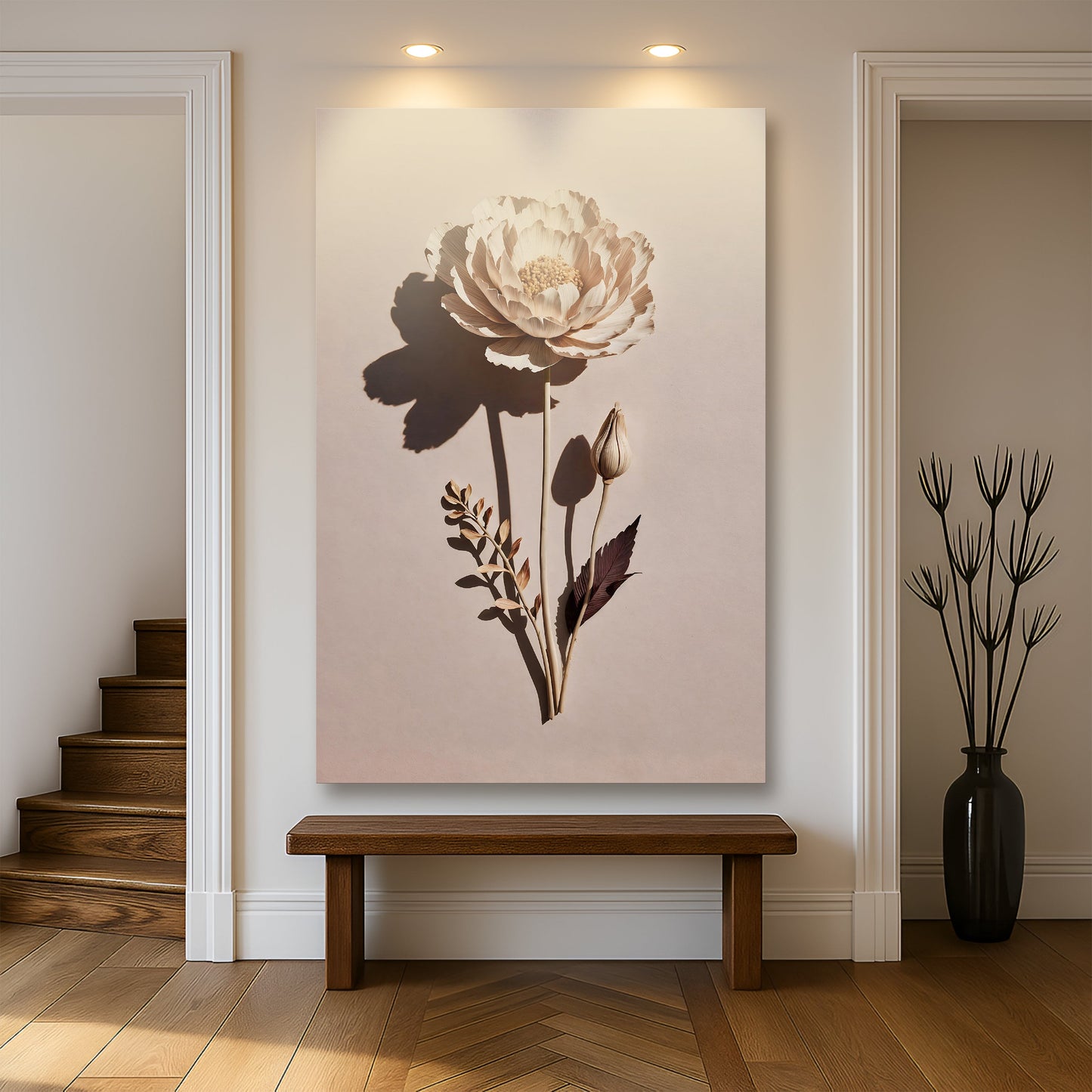 Shadowed Bloom – Minimalist Floral Wall Art
