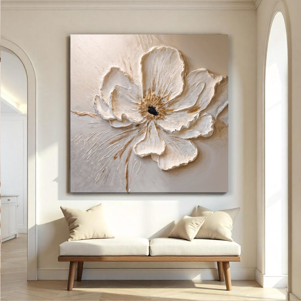 Floral Wall Art III — Textured Neutral Botanical Canvas Wall Art