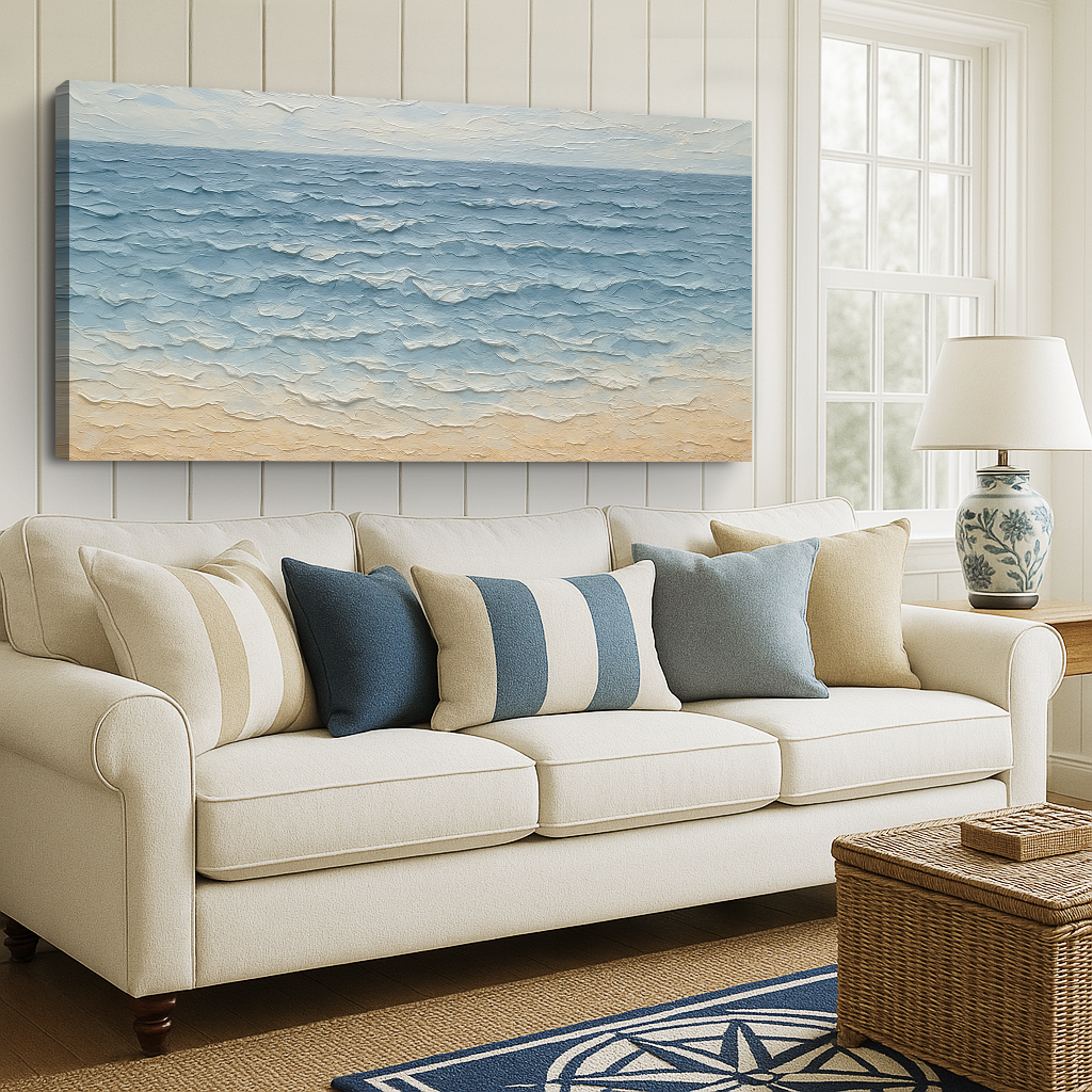 Coastal Whisper, Ocean Canvas Wall Art, Serene Beach House Decor
