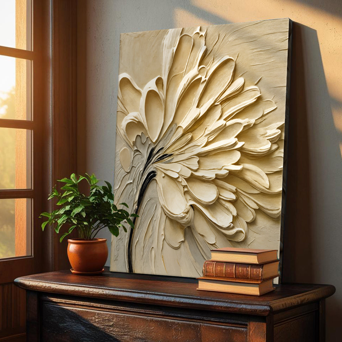 Sculpted Petals – Neutral Floral Canvas Art