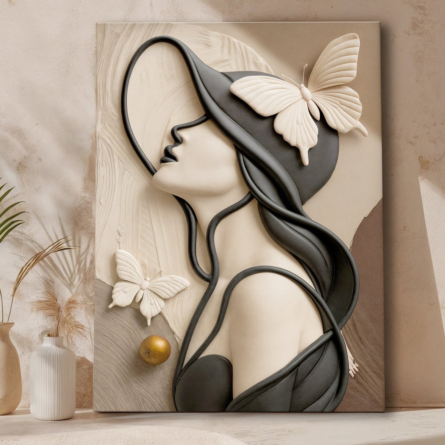 Soft Muse – Japandi Sculptural Silhouette Wall Art