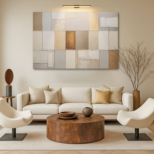 Earth Tone Mosaic, Geometric Canvas Wall Art, Modern Neutral Home Decor