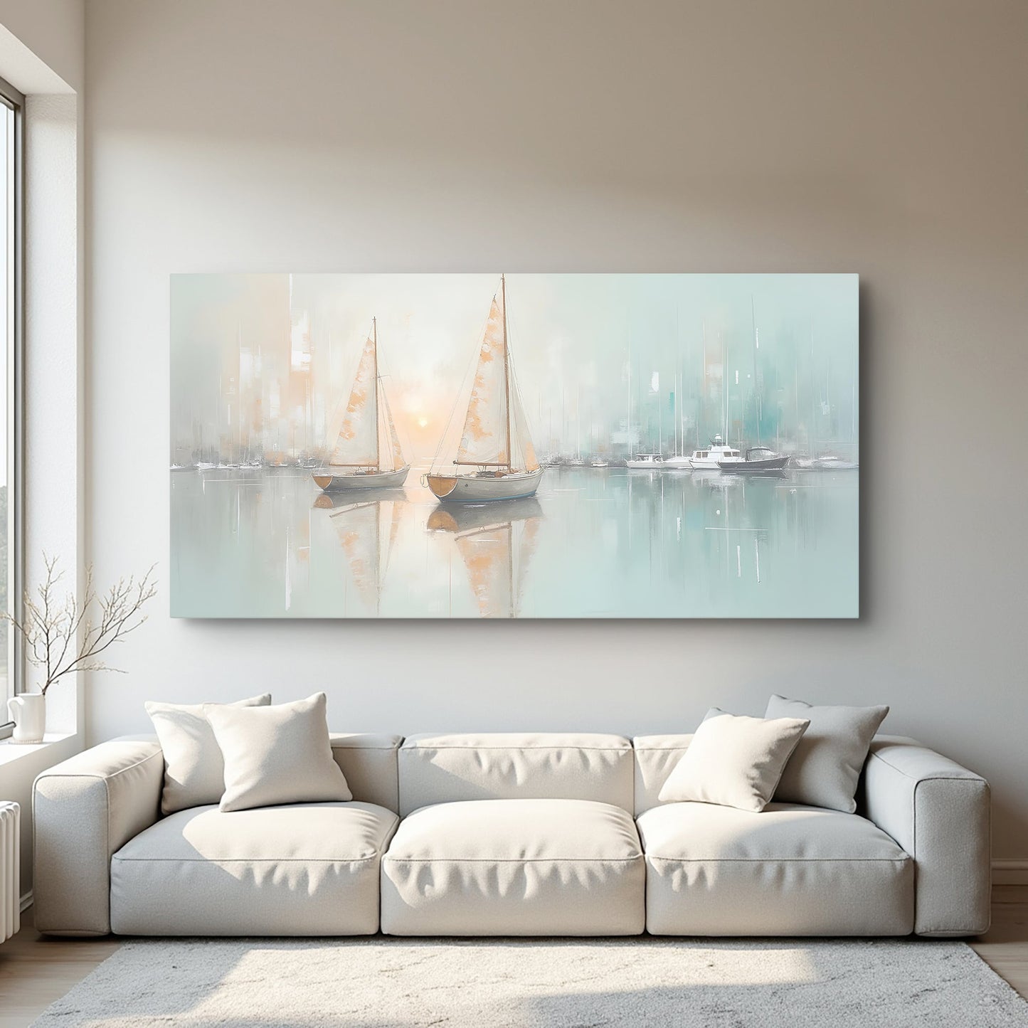 Soft Sailboats at Dawn – Canvas Wall Art
