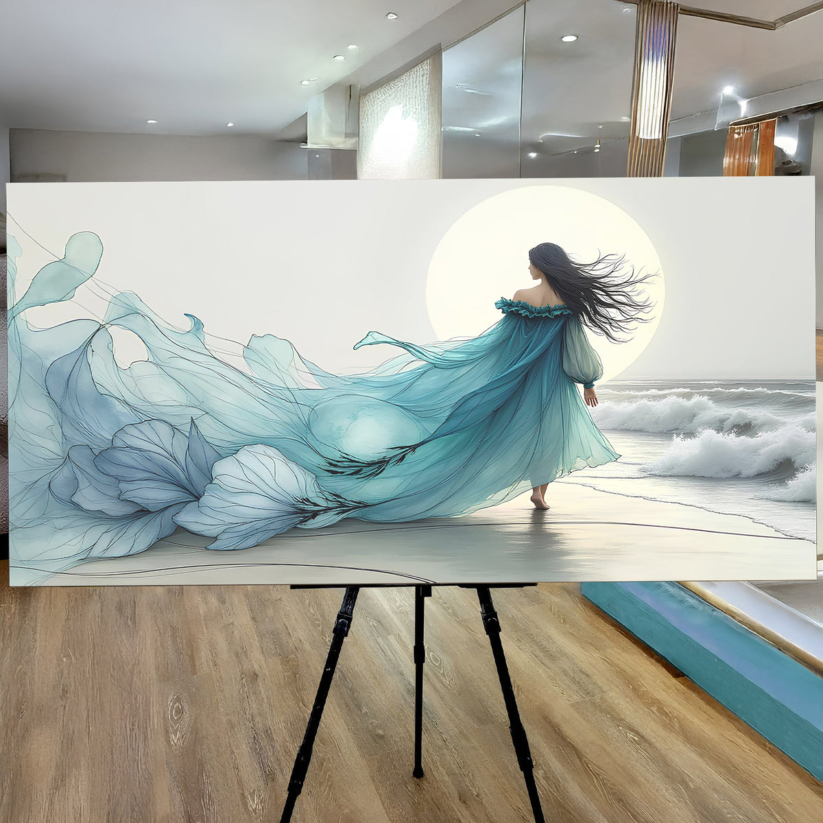 Ocean Breeze Reverie, Coastal Canvas Wall Art, Serene Beach Home Decor
