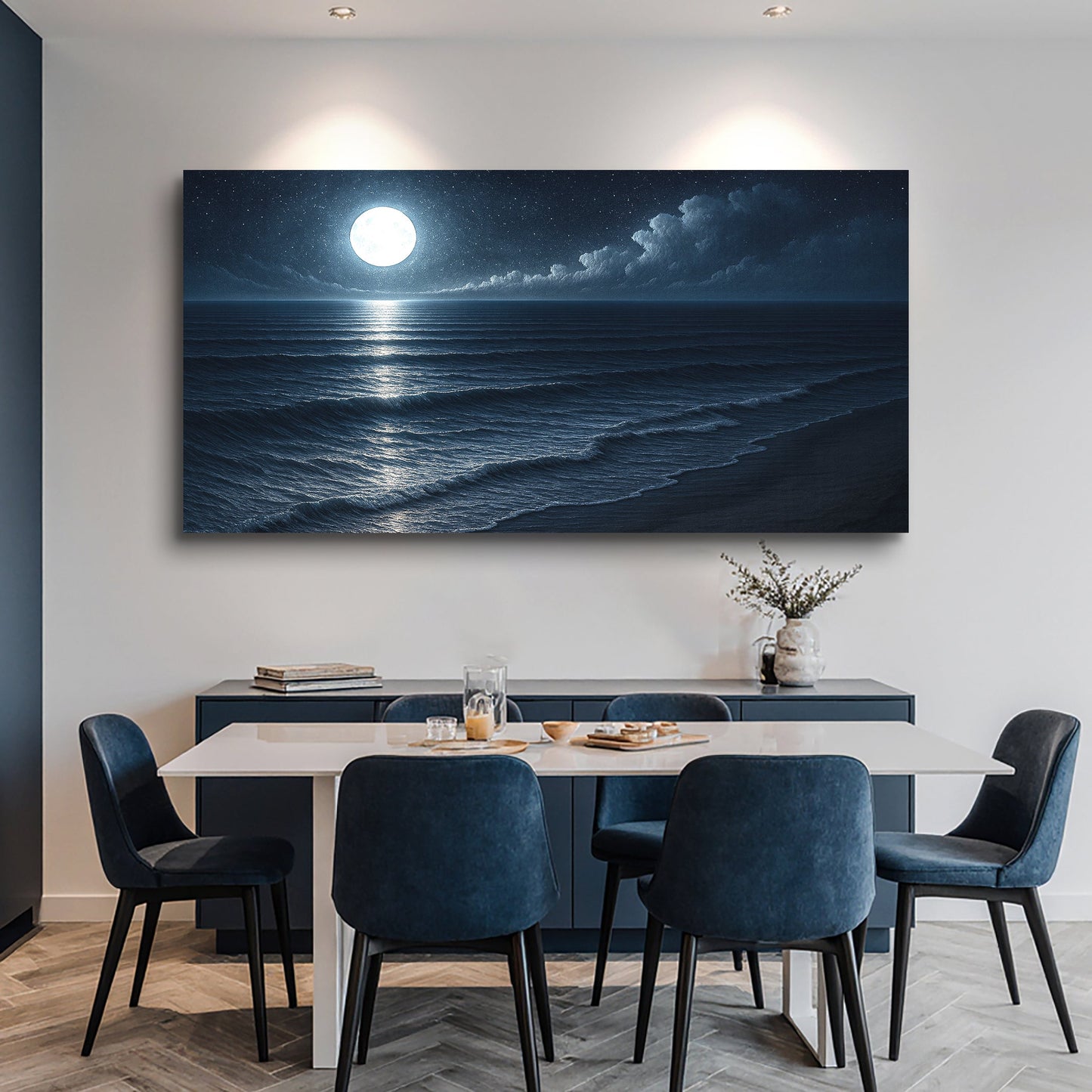 Moonlit Shoreline – Coastal Canvas Wall Art