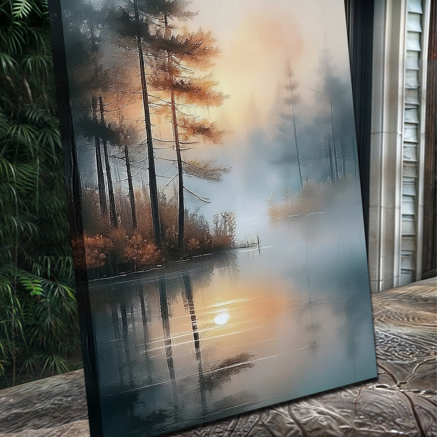 Misty Lake Dawn – Serene Landscape Wall Art