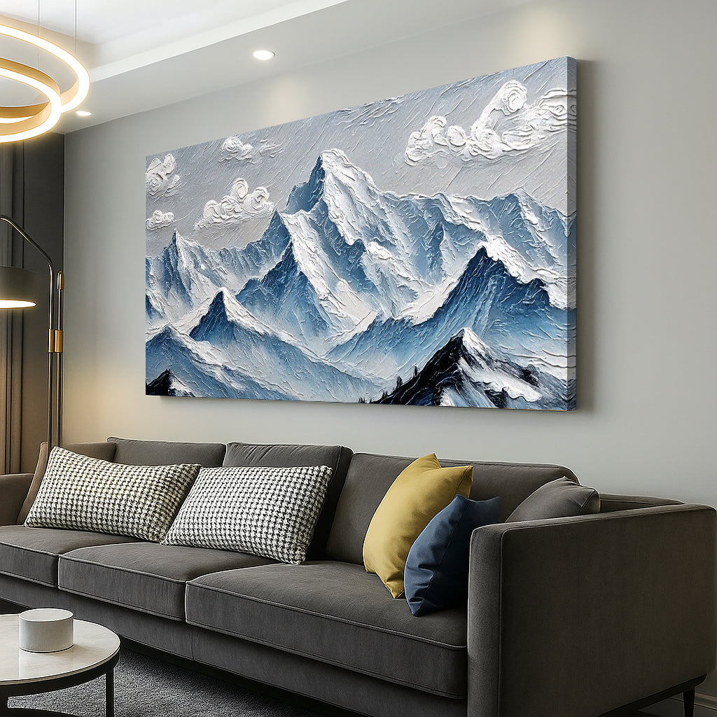 Peaks of Stillness, Mountain Canvas Wall Art, Modern Nature-Inspired Decor