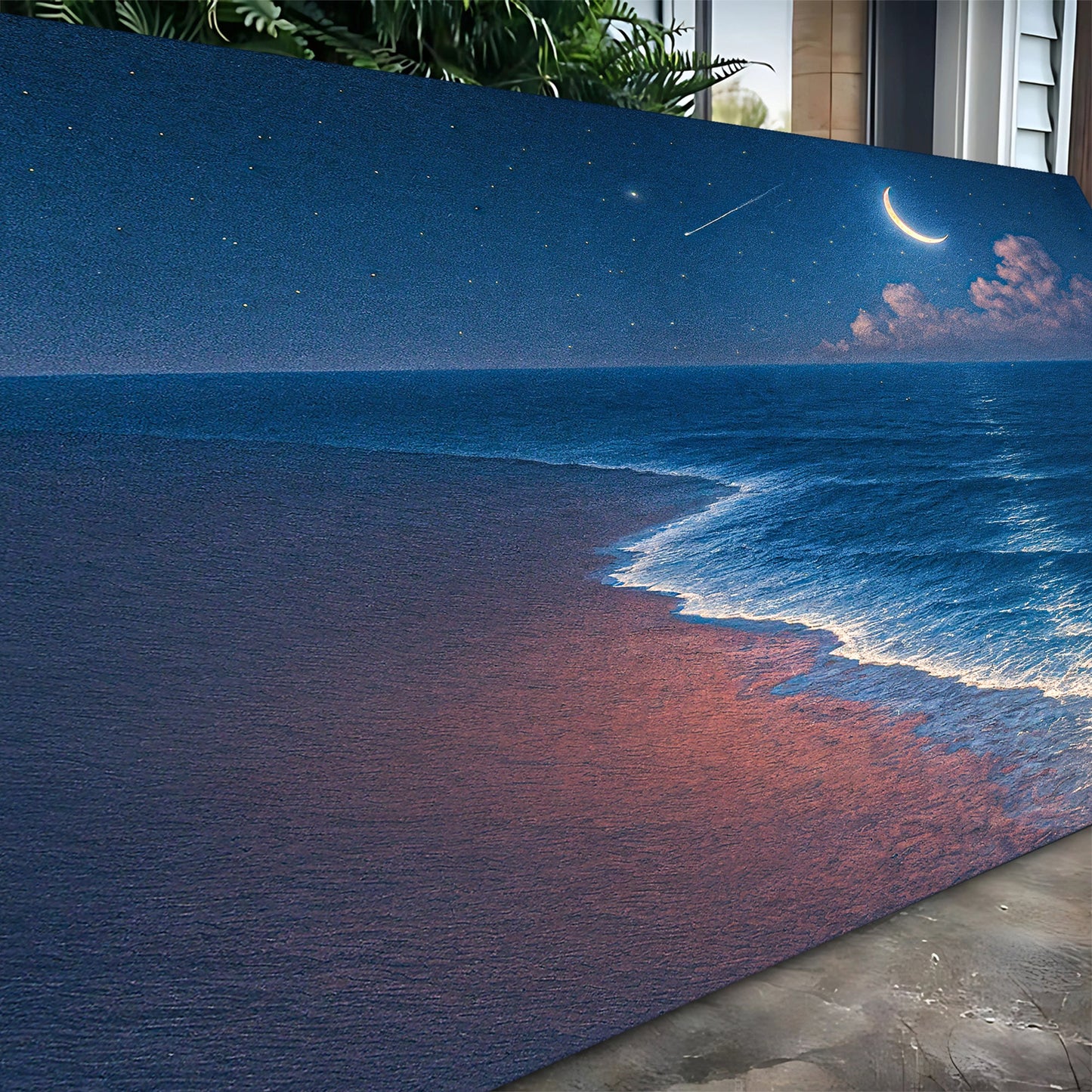 Beach Shoreline Coastal Wall Art V – Moonlit Ocean Seascape