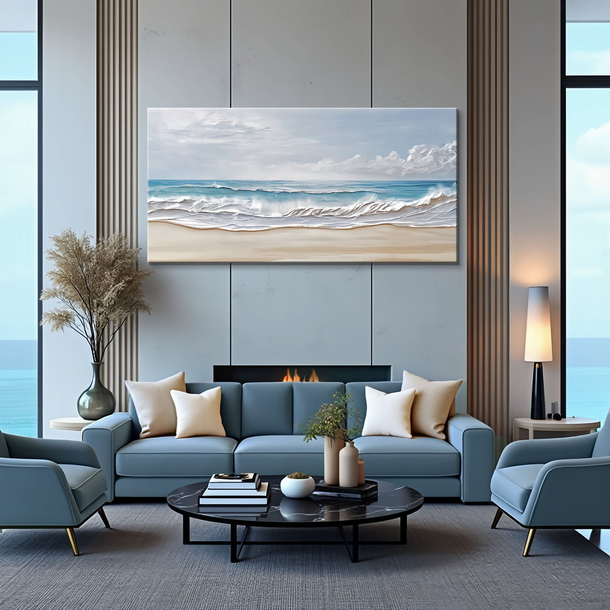 Shoreline Serenity, Ocean Canvas Wall Art, Coastal Beach House Decor