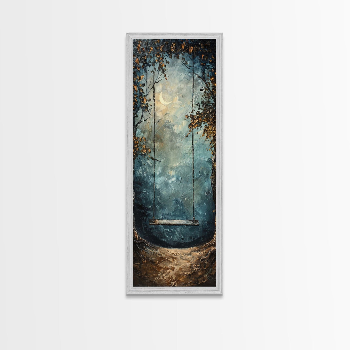 Tree Swing at Midnight – Framed Canvas Wall Art