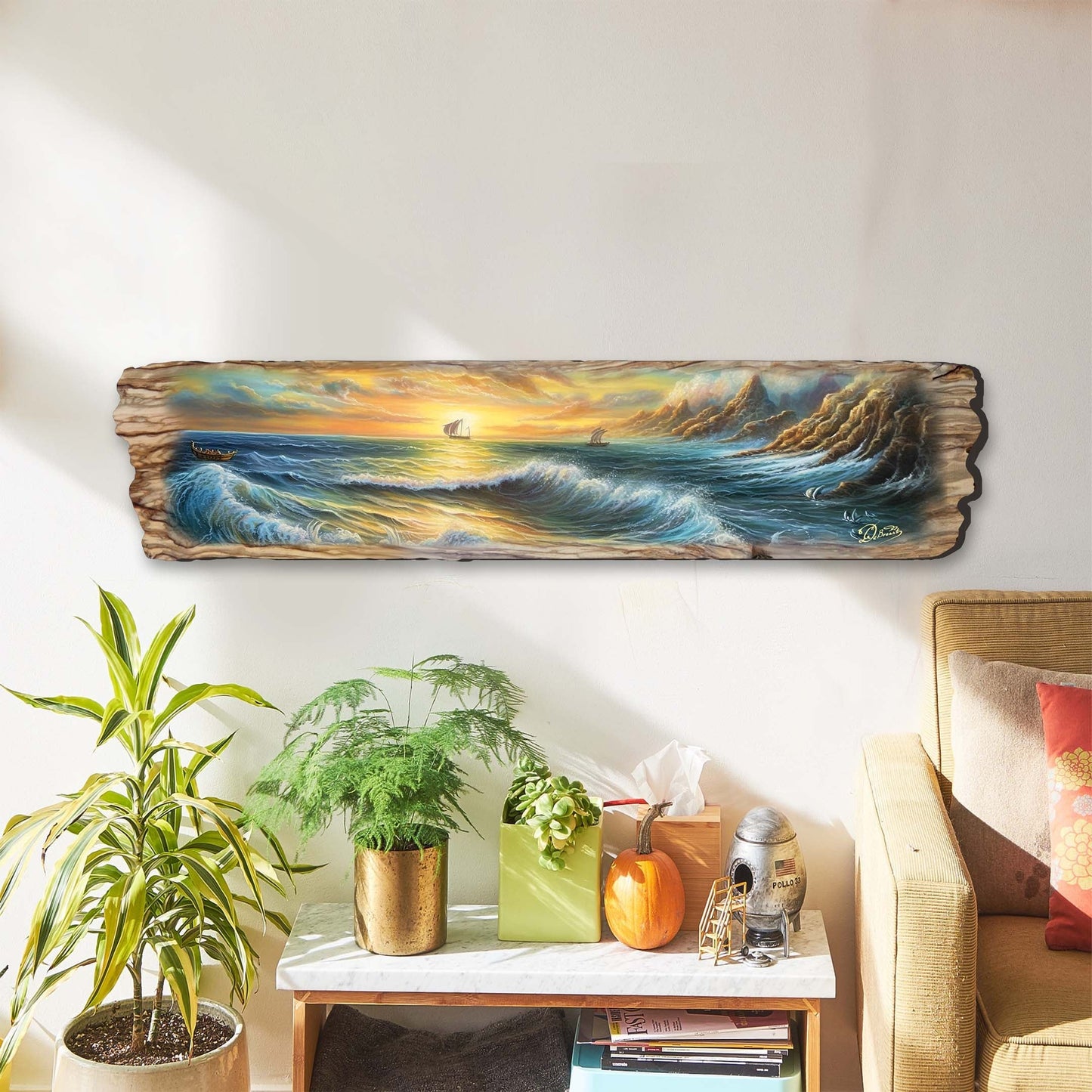 Wave Symphony Seascape – Handcrafted Wooden Coastal Wall Art