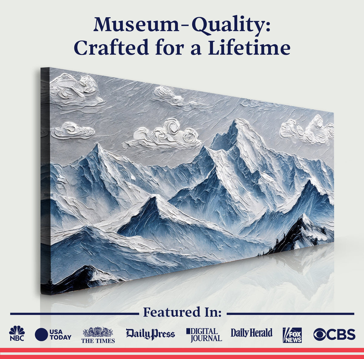 Peaks of Stillness, Mountain Canvas Wall Art, Modern Nature-Inspired Decor