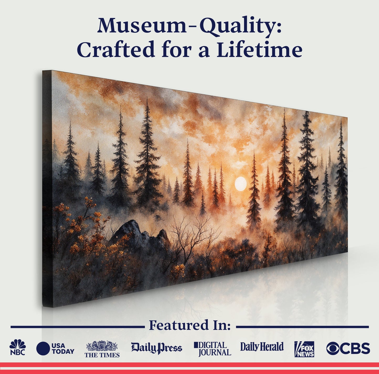 Rustic Forest Sunset – Atmospheric Landscape Canvas Wall Art