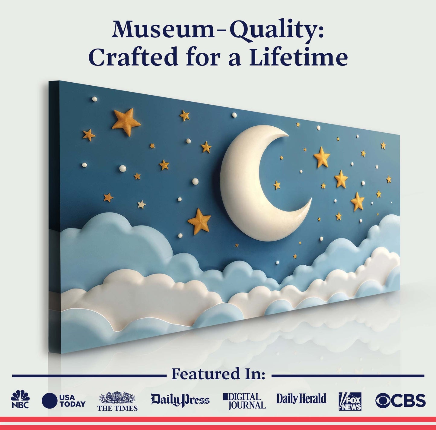 Celestial Serenade – Moon & Stars Canvas Wall Art
