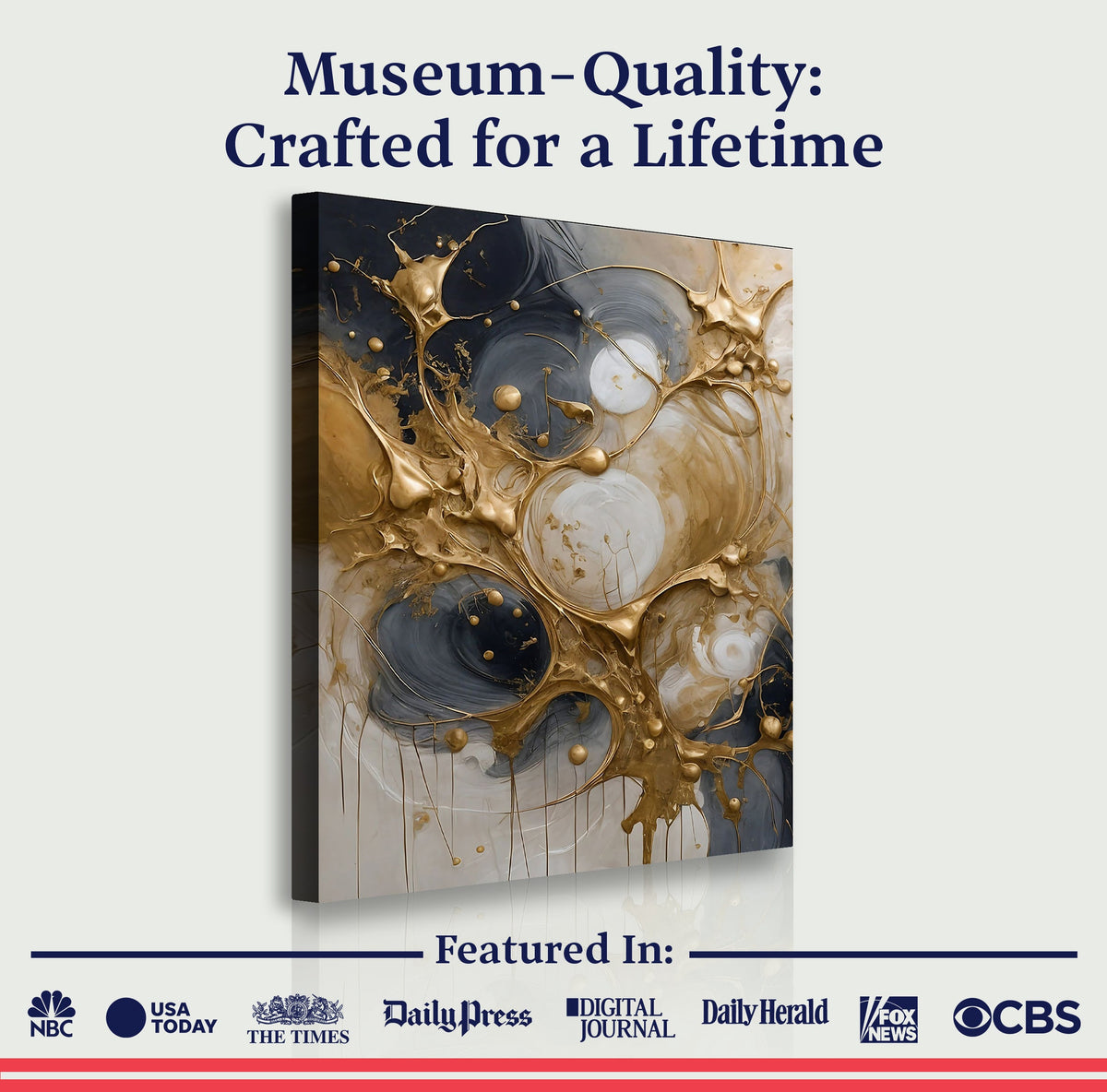 Gilded Currents, Abstract Canvas Wall Art, Modern Luxury Home Decor