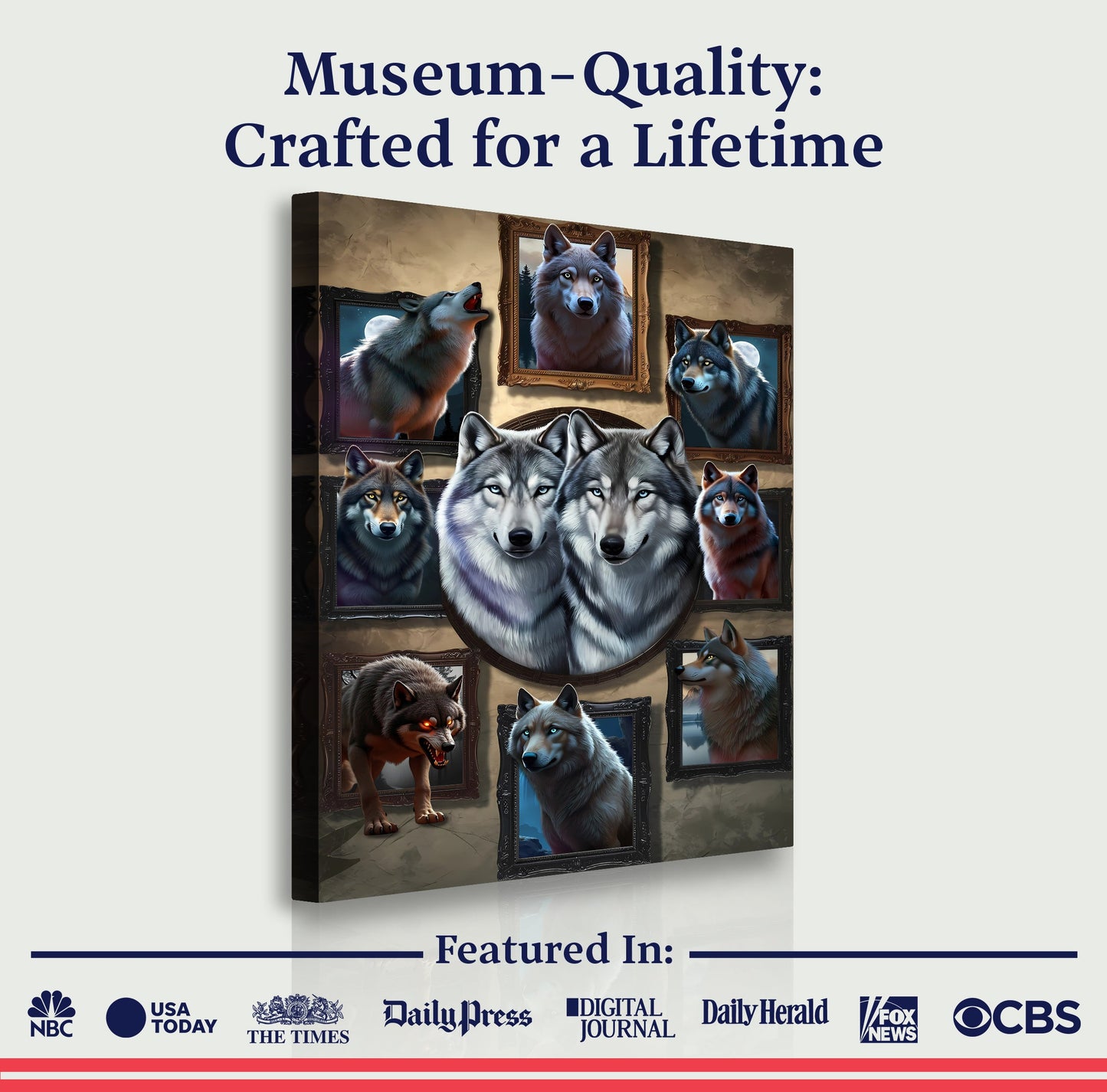 Legacy of the Wild – 3D Wolf Collage Wall Art