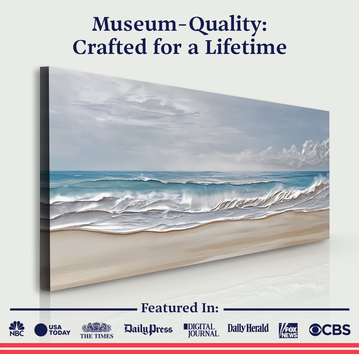 Shoreline Serenity, Ocean Canvas Wall Art, Coastal Beach House Decor