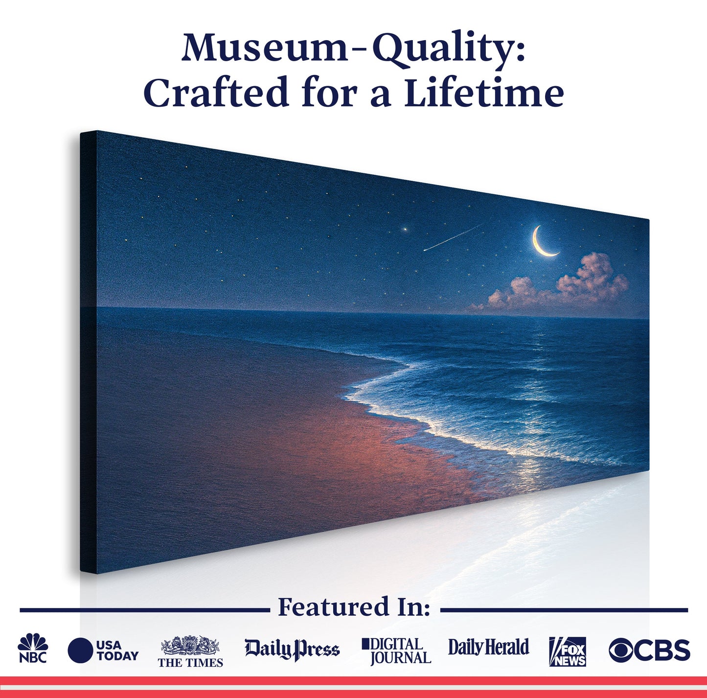 Beach Shoreline Coastal Wall Art V – Moonlit Ocean Seascape