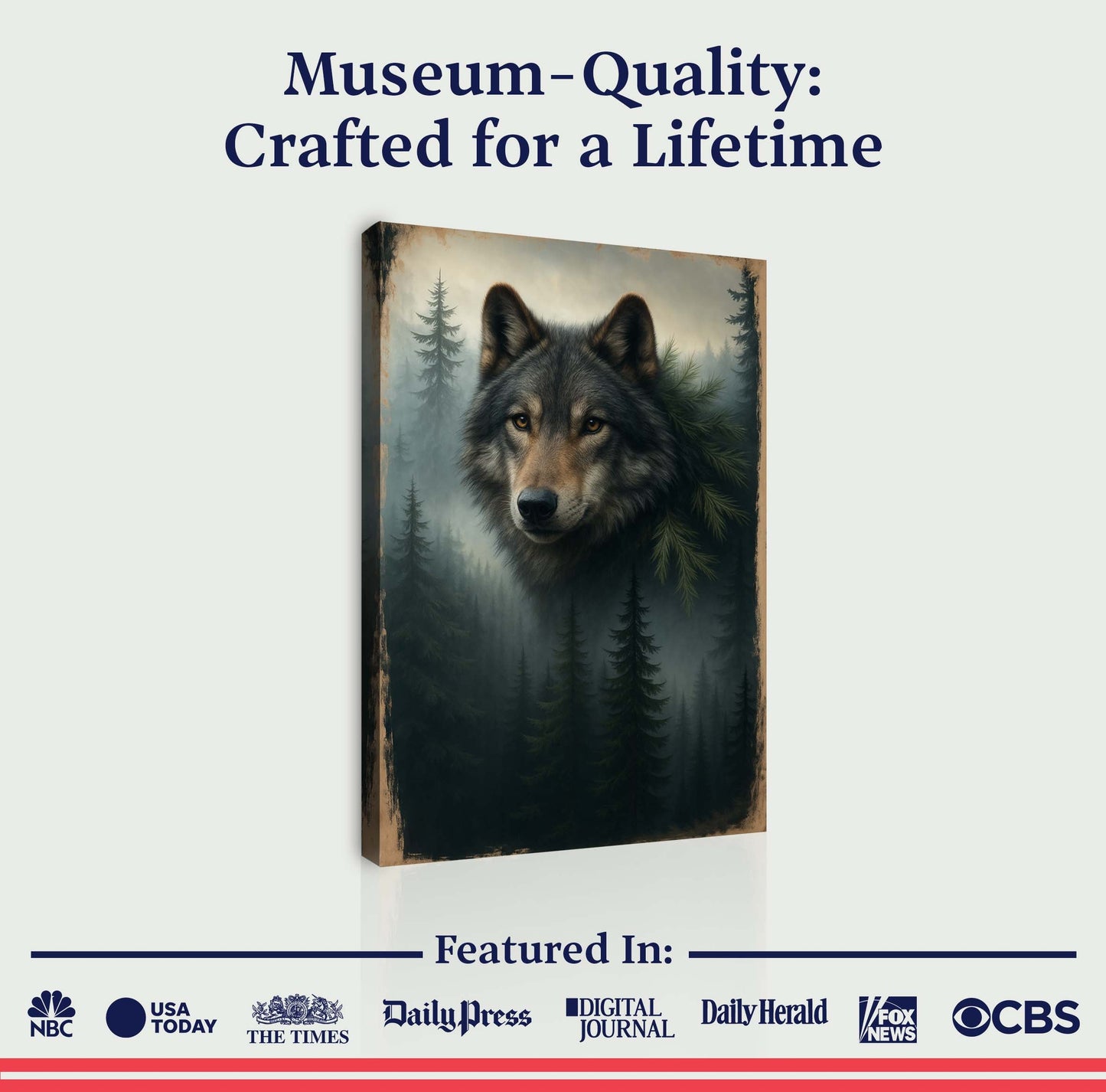 Guardian of the Mistbound Pines – Wolf Double Exposure Wall Art V