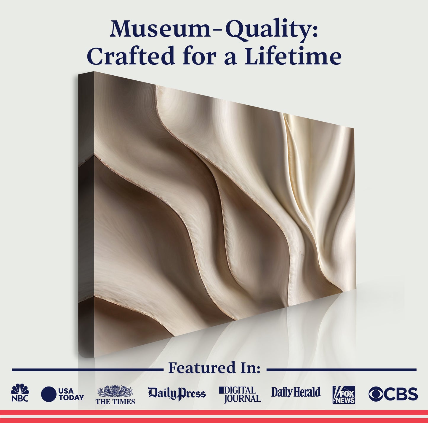 Beyond the Surface – Neutral 3D Abstract Waves Canvas Wall Art