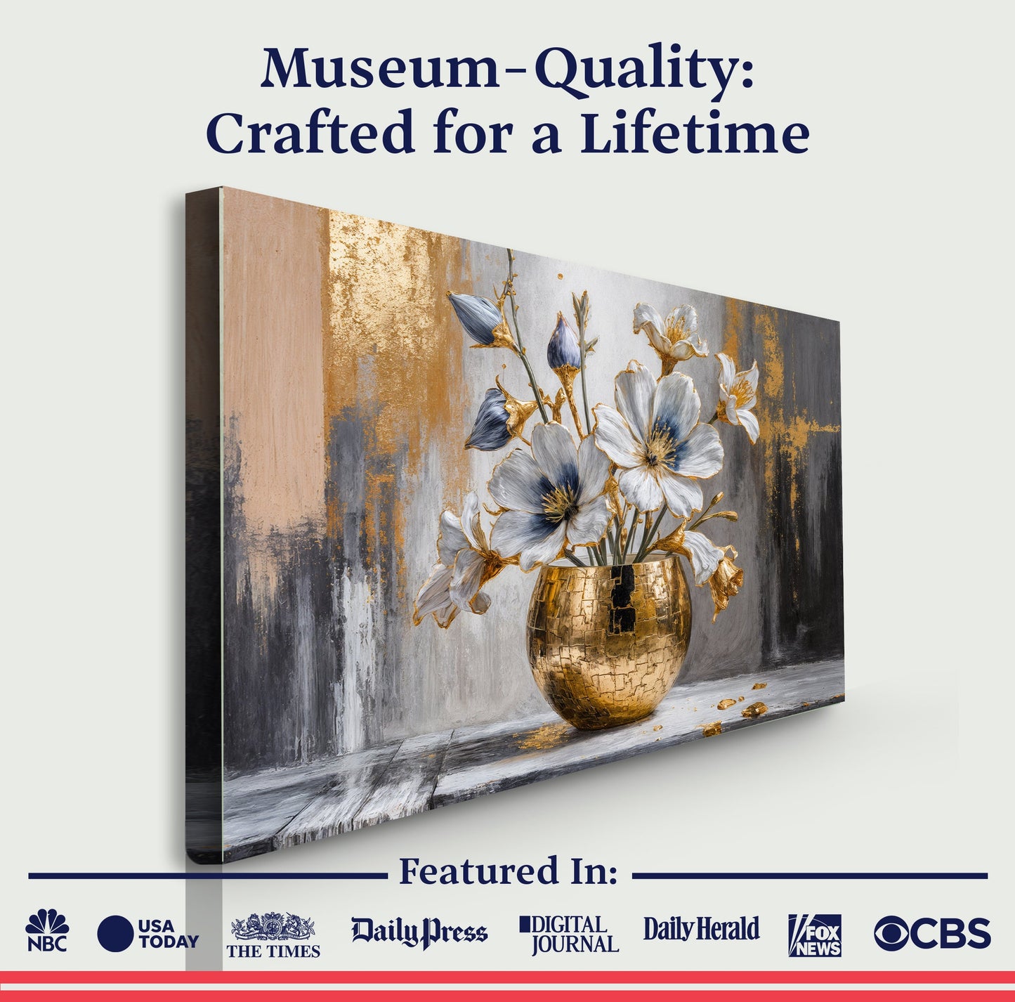 Magnolia Bloom in Gold — Neutral Modern Botanical Wall Art
