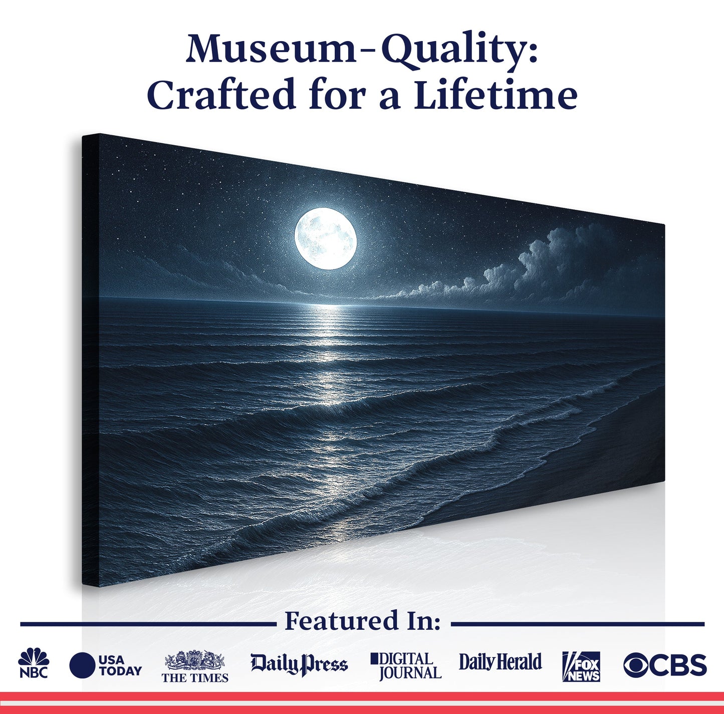 Moonlit Shoreline – Coastal Canvas Wall Art