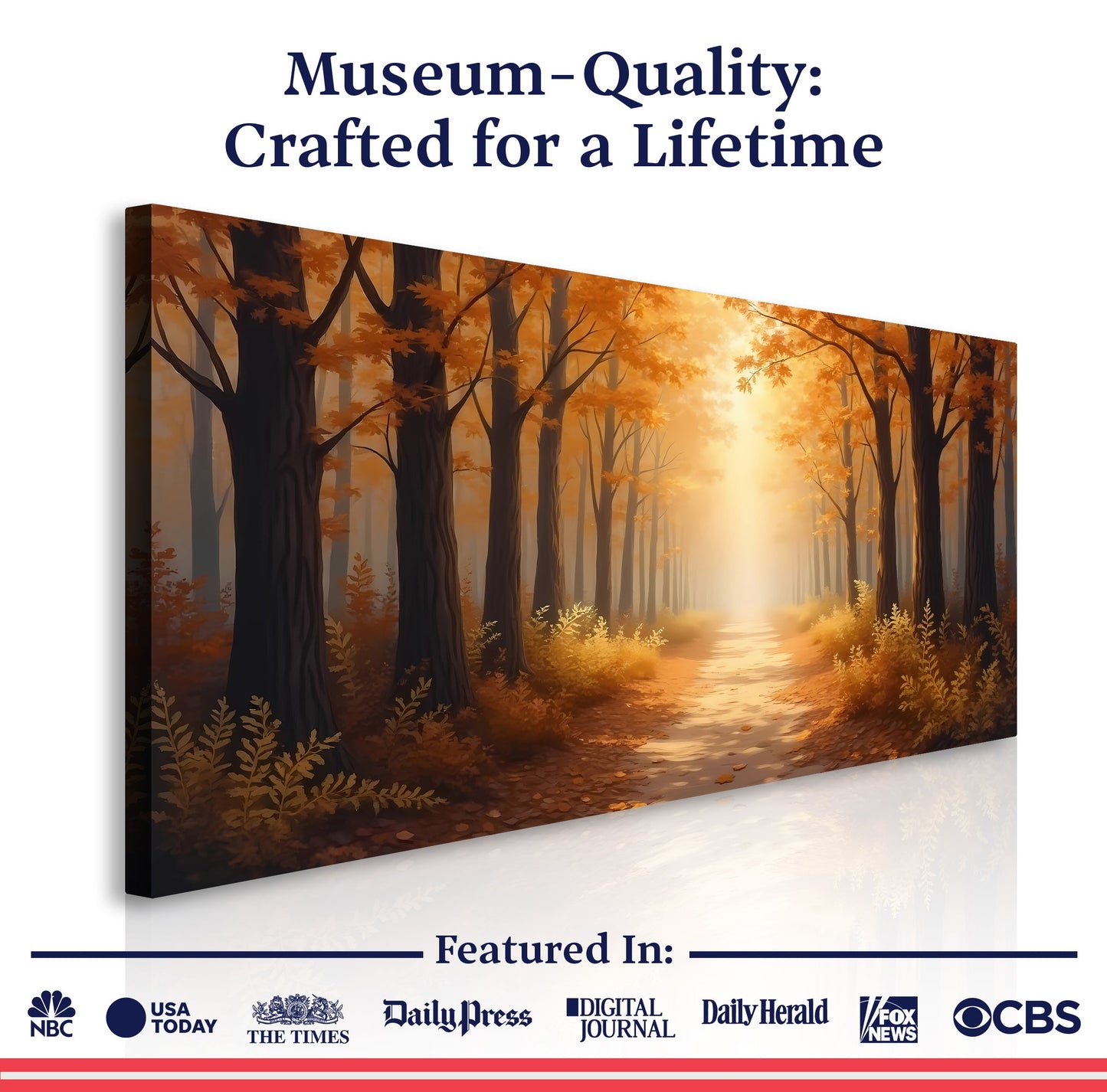 Golden Pathway Calm – Abstract Forest Landscape Wall Art