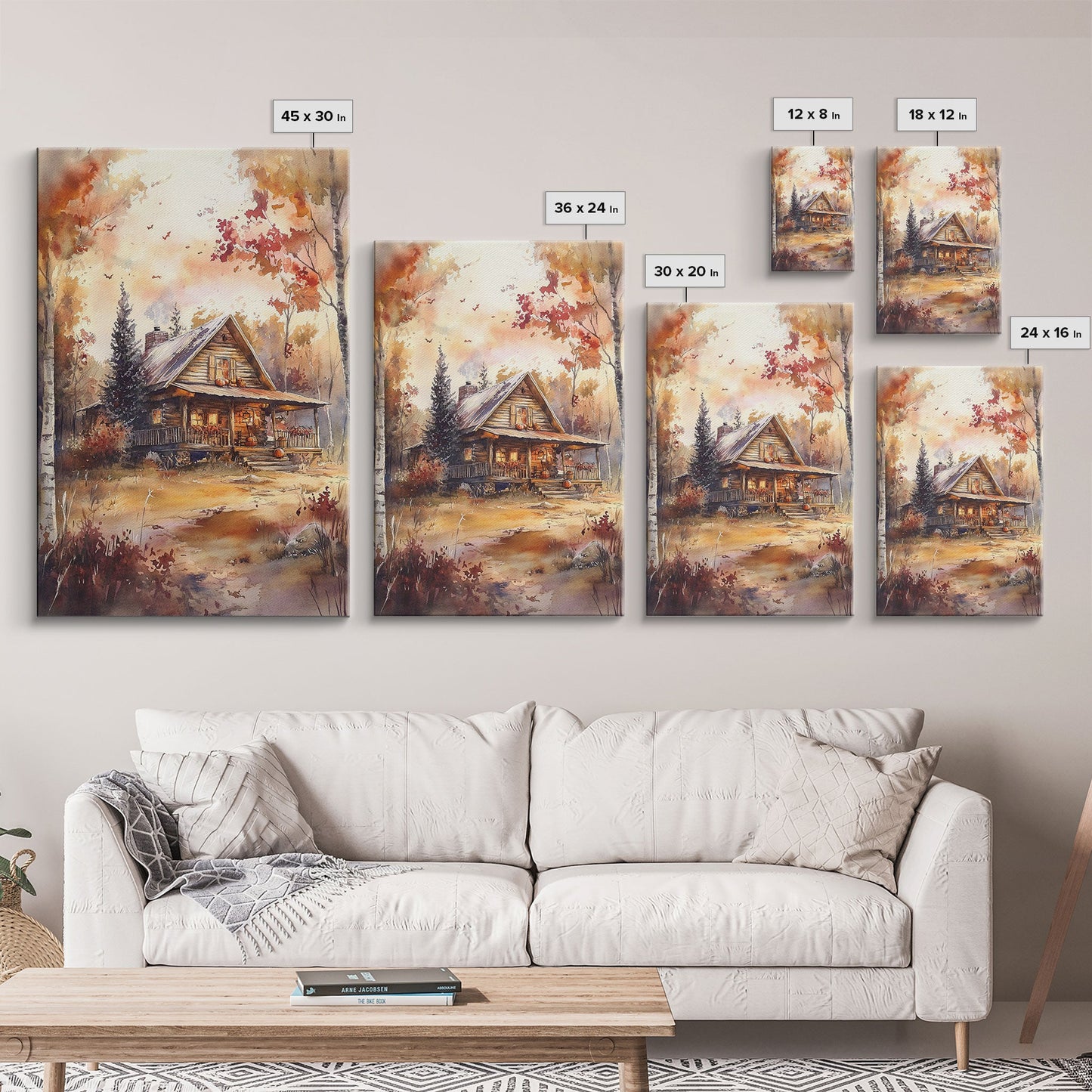 Autumn Cabin Glow – Rustic Woodland Wall Art