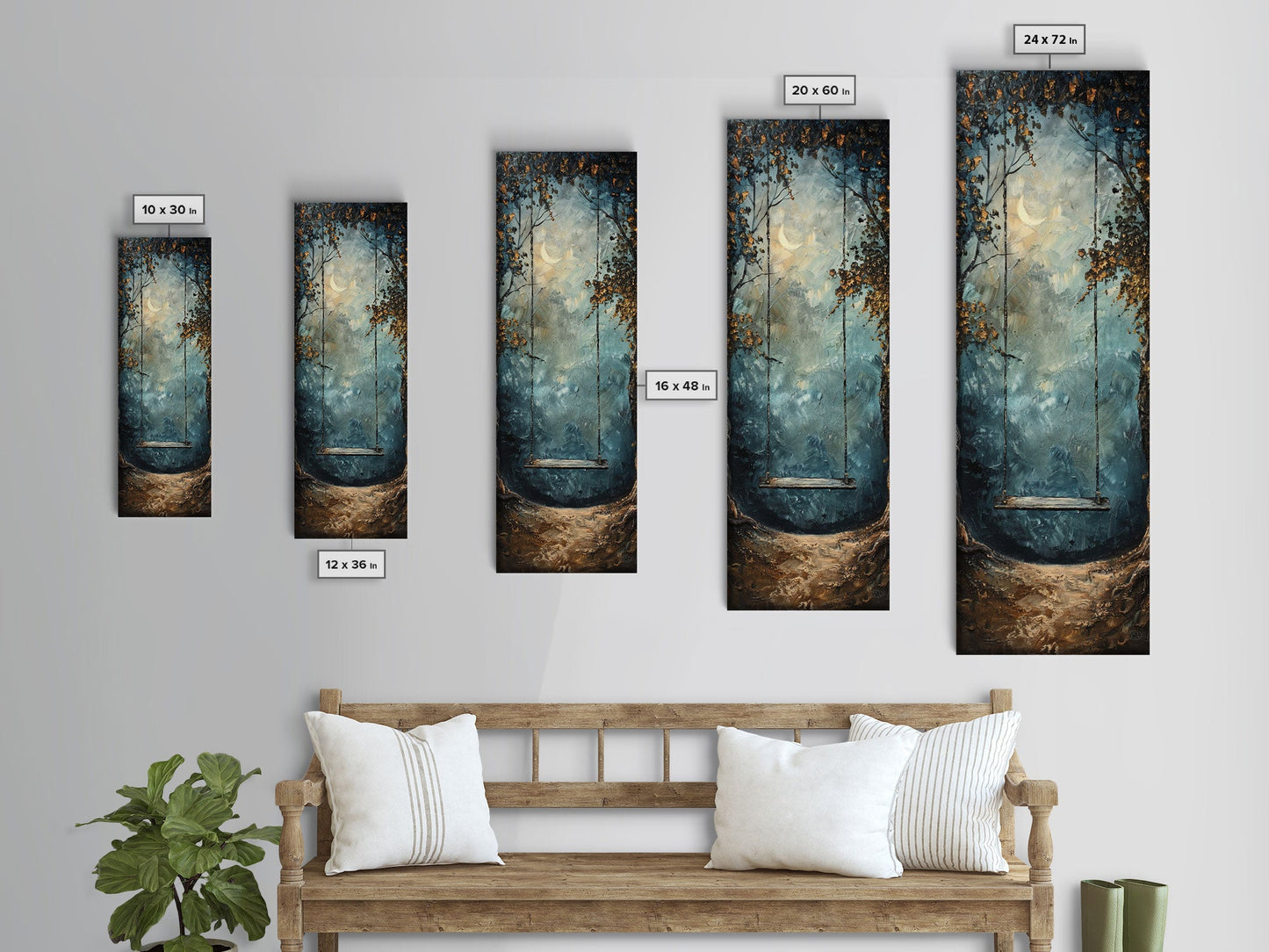 Tree Swing at Midnight – Framed Canvas Wall Art
