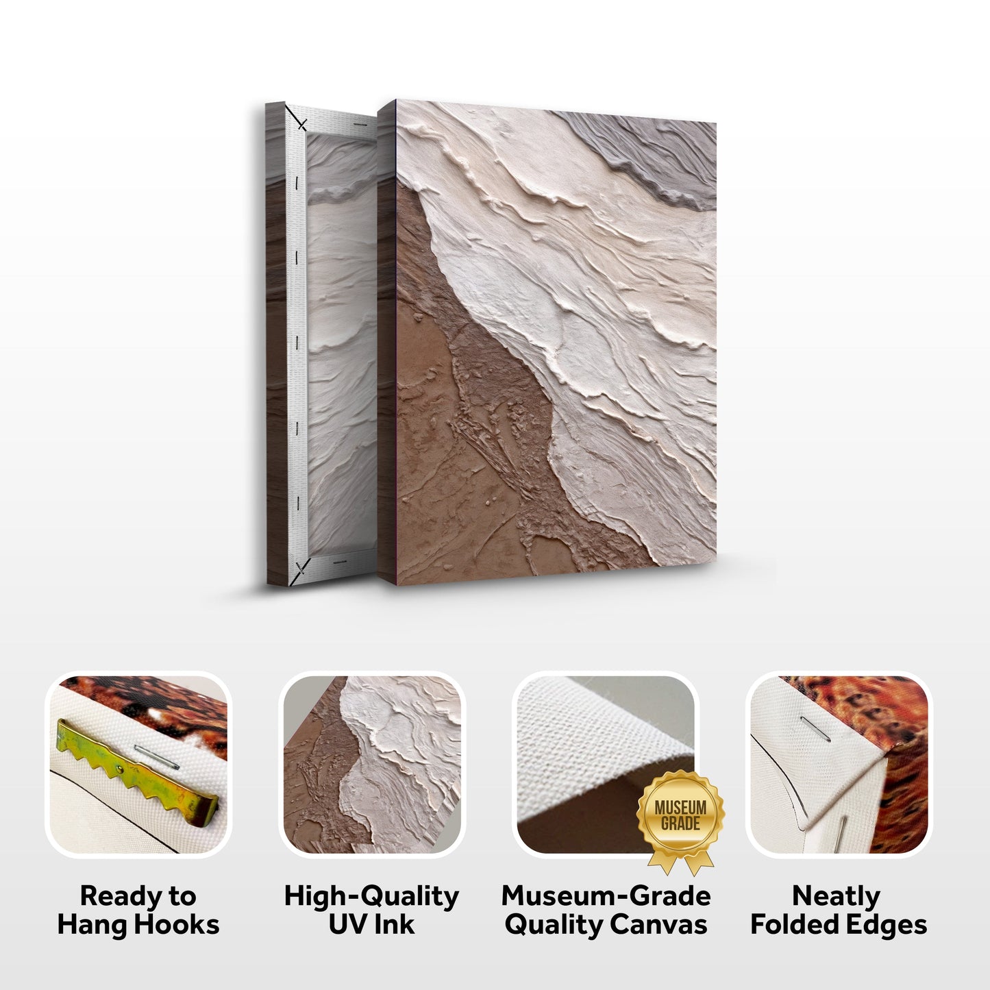 Earthen Drift – Abstract Neutral Waves Canvas Art