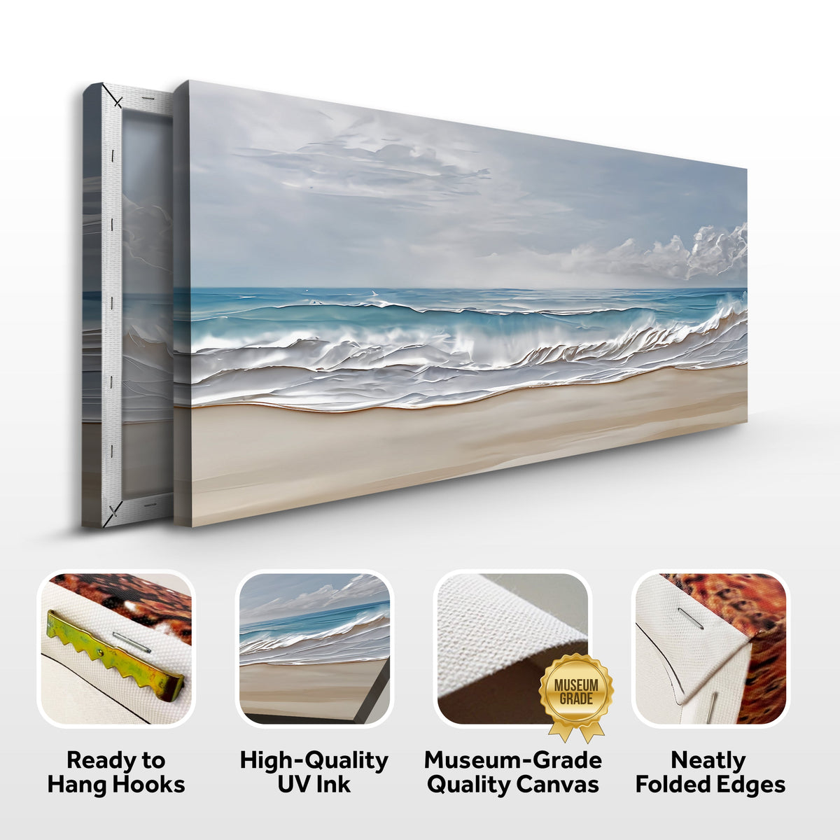 Shoreline Serenity, Ocean Canvas Wall Art, Coastal Beach House Decor