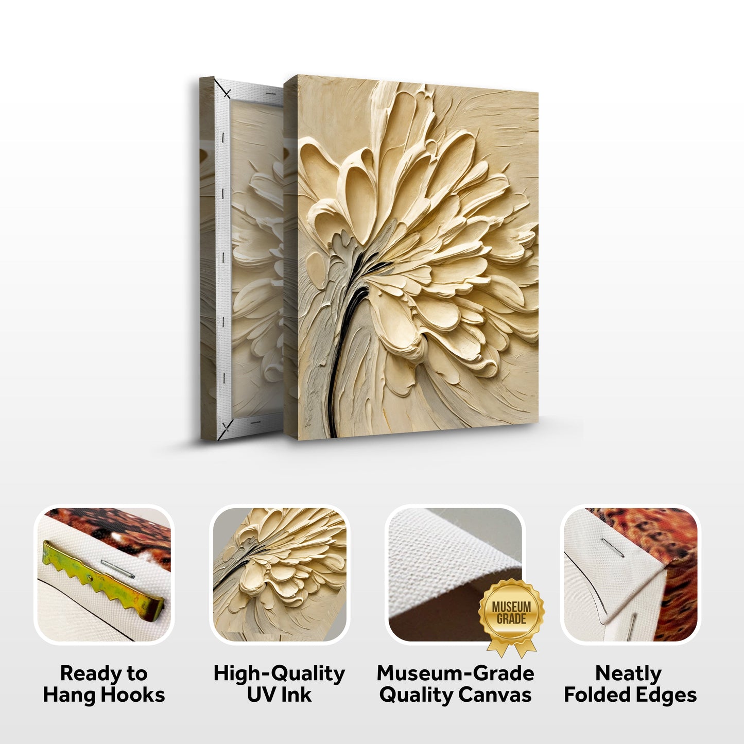 Sculpted Petals – Neutral Floral Canvas Art