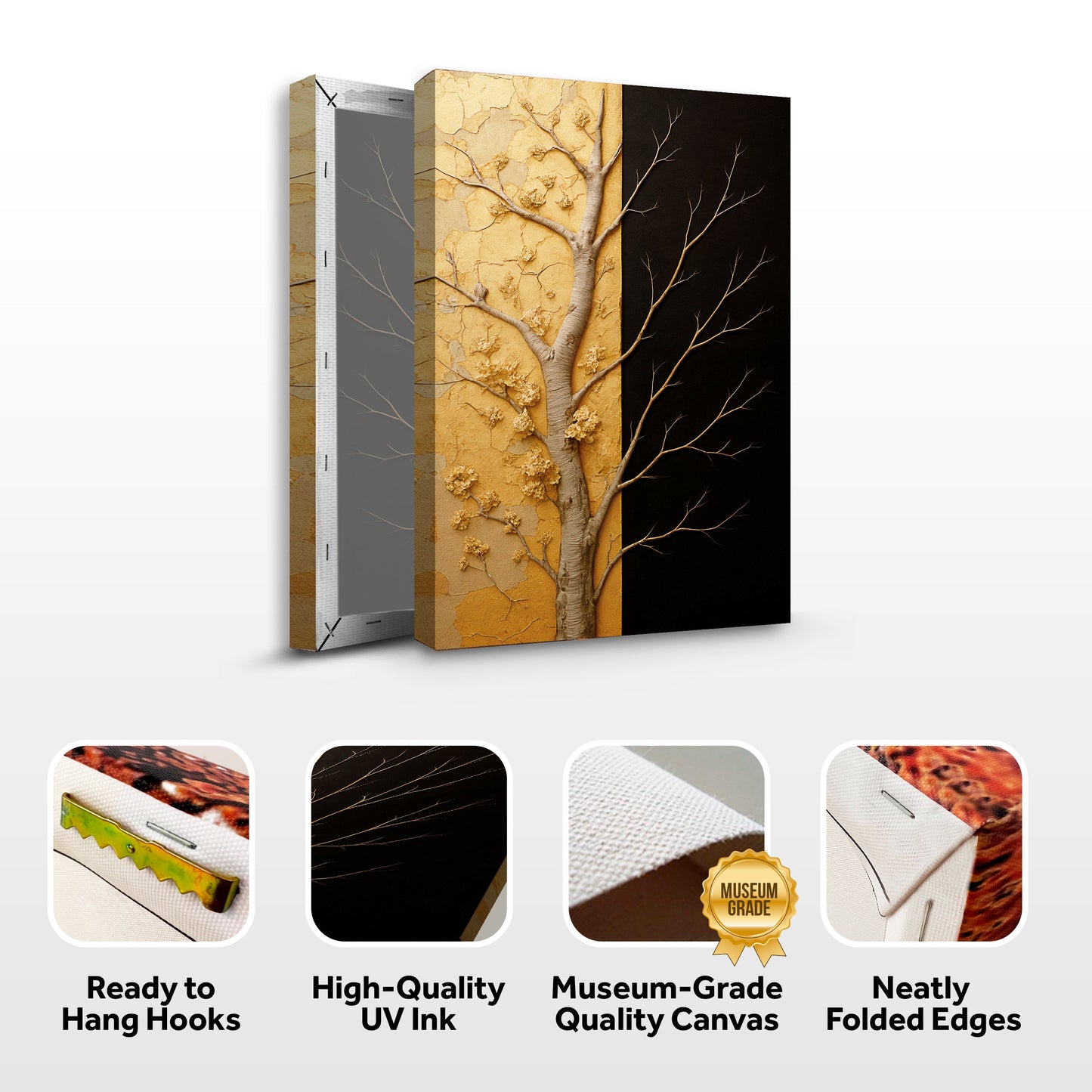 Golden Eclipse – Modern Dual‑Tone Tree Wall Art