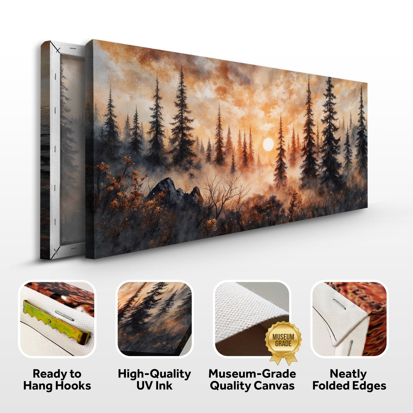 Rustic Forest Sunset – Atmospheric Landscape Canvas Wall Art