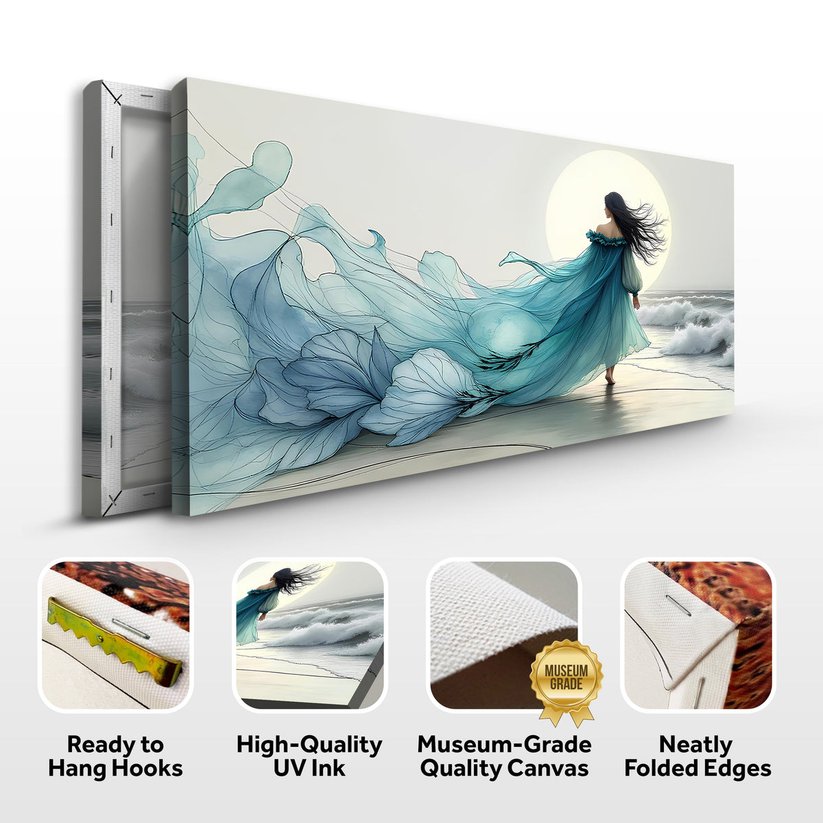 Ocean Breeze Reverie, Coastal Canvas Wall Art, Serene Beach Home Decor