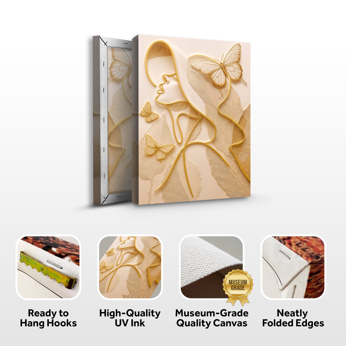 Golden Forest Muse – Japandi Sculptural Silhouette Wall Art