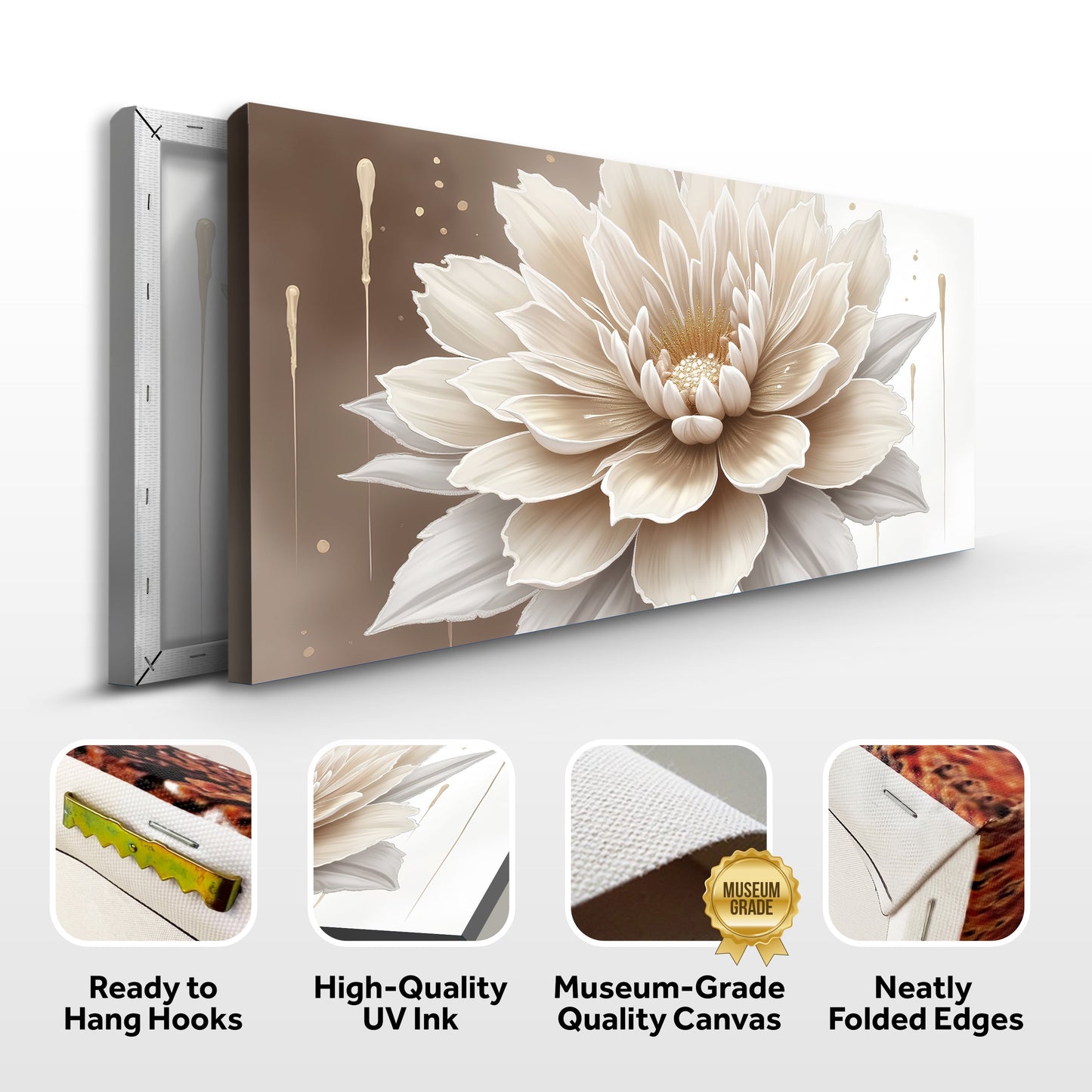 Beige Bloom Elegance – Abstract Floral Canvas Wall Art
