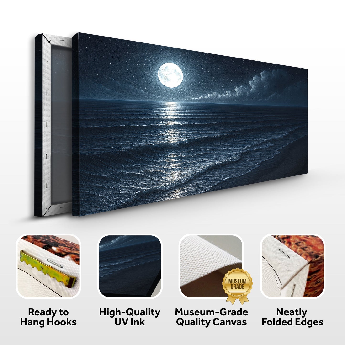Moonlit Shoreline – Coastal Canvas Wall Art